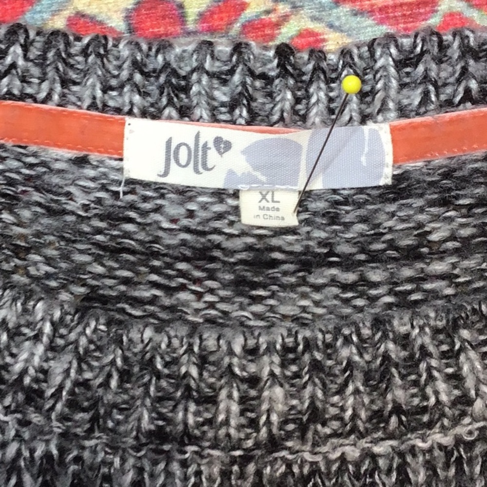 🦉 JOLT Graphic Owl Heather Knit High Low Crew Neck Sweater Sz.XL - Picture 2 of 10